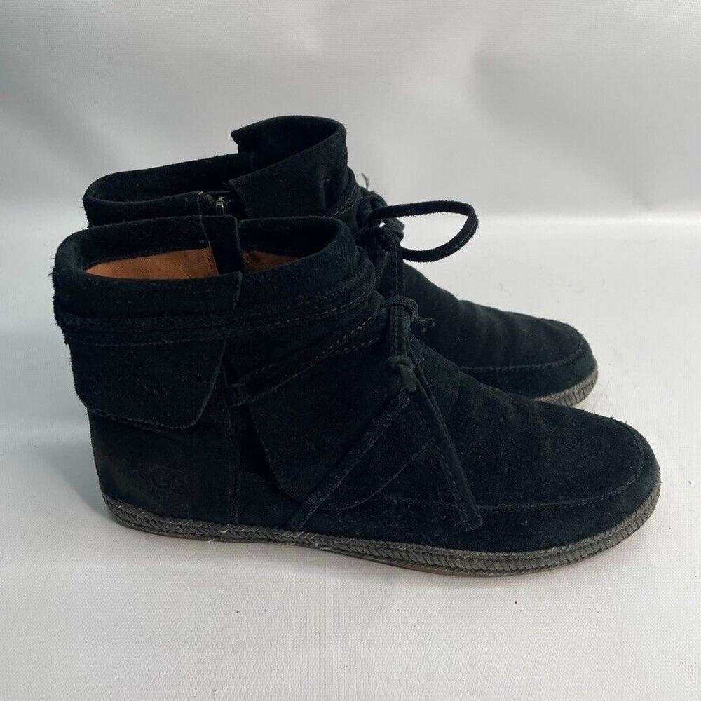 UGG AUSTRALIA Reid Women's Sz 7.5 Soft Suede Ankle Boot Black Authentic 1019129